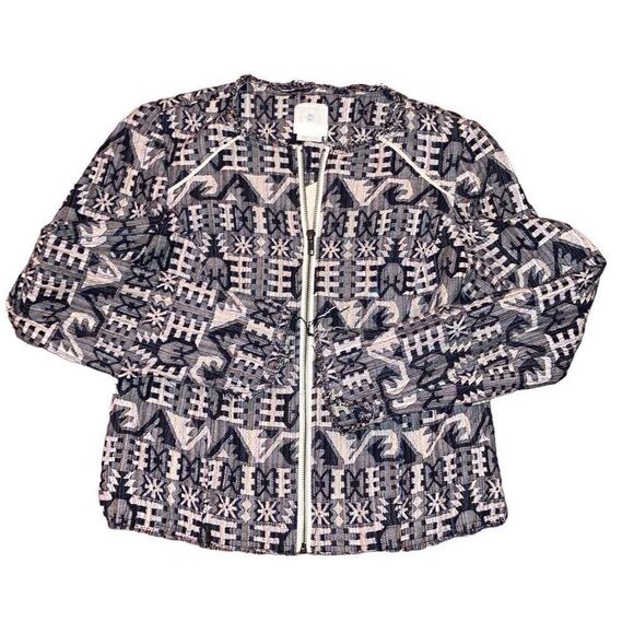 Anthropologie Size Small Hei Hei Abstract Tribal Bohemian Zip Up Blazer Jacket - Picture 1 of 4